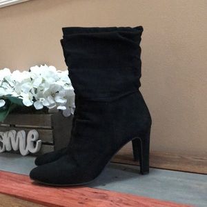 Big Buddha calf length suede heeled boots